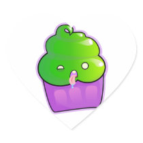 Zombie Cupcake Heart Sticker