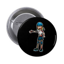 Zombie Derby Girl Pinback Buttons
