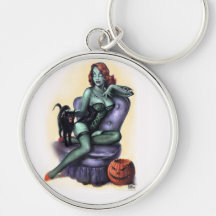 Zombie Girl Pin Up Key Chain