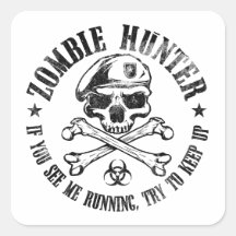 zombie hunter undead living dead square stickers
