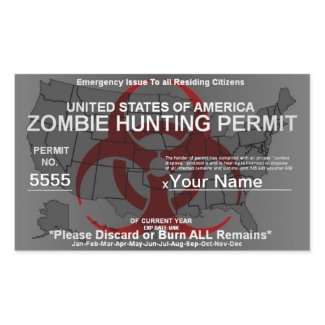 Zombie Hunting Permit Template Rectangular Stickers