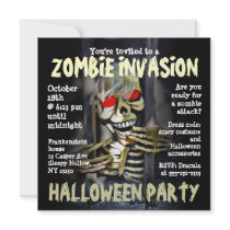 Zombie Invasion Halloween Party Invitation