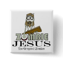Zombie Jesus Square Button