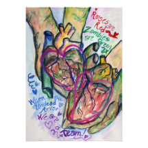 Zombie Love Poem Art Painting Invitations
