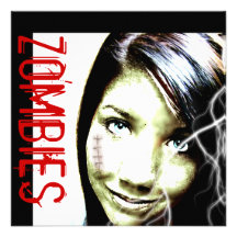 Zombie Movies Invite with cute Teen Zombie Girl