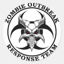 Zombie Outbreak Biohazard Demon Round Stickers