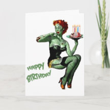 Zombie Pin Up Birthday Cards