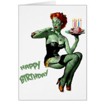 Zombie Pin Up Birthday Cards