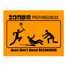 Zombie Preparedness Axes Reload Design Postcards