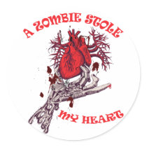 ZOMBIE VALENTINE ANTI VALENTINE ROUND STICKERS
