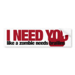 Zombie Valentines Day bumper stickers