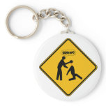 Zombie Warning Sign keychains