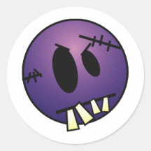ZOMBIECON FACE - PURPLE ROUND STICKER