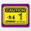 Zombies At Play Caution Sign YELLOW Design mousepads