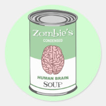 Zombie's Human Brain Soup Round Sticker