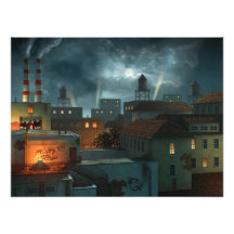 Zone Industrielle - Night Photo Print