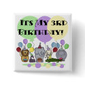 Zoo Animals 3rd Birthday Tshirts and Gifts buttons
