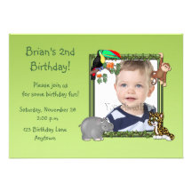 Zoo Animals Birthday Photo Invitation