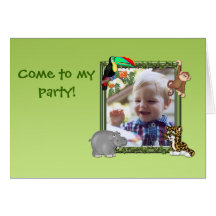 Zoo Animals Birthday Photo Invitation Greeting Card