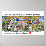 Zoo Animals Childrens Wall Art Poster Print