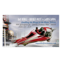Zooming Retro Rocket Business Cards