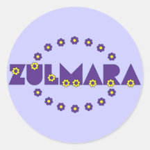 Zulmara de Flores Purpura Round Stickers