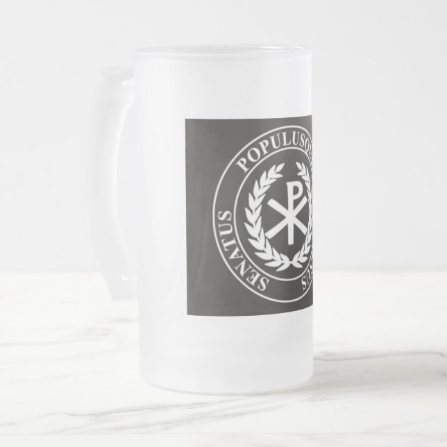 ΧΡ+SPQR Poculum Frosted Glass Beer Mug (Front Left)