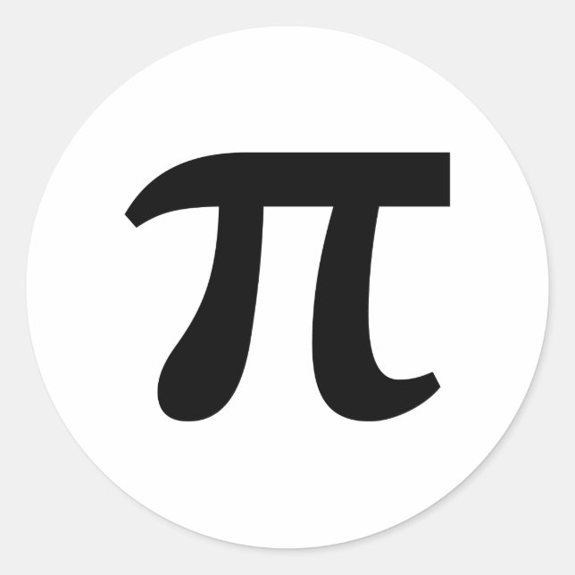 π Pi Black Writing Classic Round Sticker (Front)