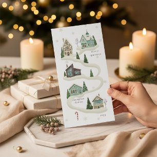 Зимна Коледна Картичка със Снежно Селце 