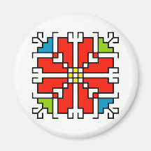 М0041 Magnet Bulgarian folk motif shevitsa red