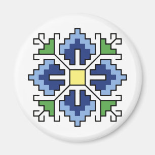 М0065 Magnet Bulgarian folk motif shevitsa blue