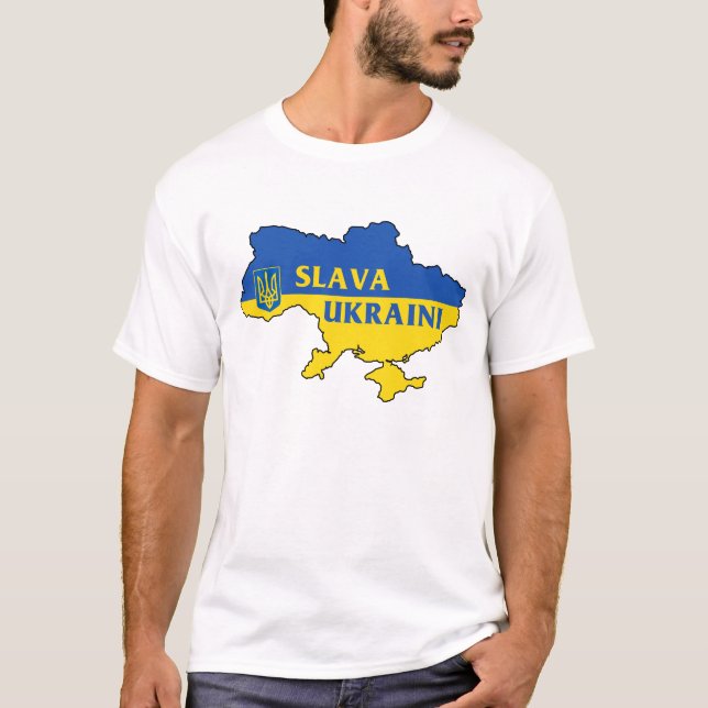 Слава Україні Slava Ukraini Glory to Ukraine flag  T-Shirt (Front)