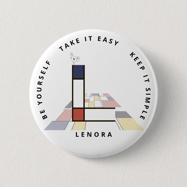 Сaptivating Neoplasticism Art Monogram. Letter L 6 Cm Round Badge (Front)