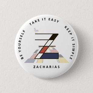 Сaptivating Neoplasticism Art Monogram. Letter Z 6 Cm Round Badge