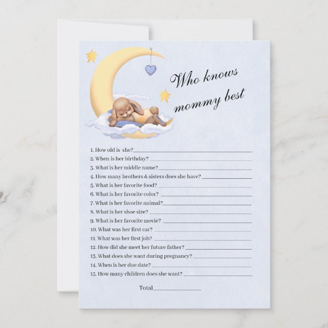 Сard with a cute sleeping plush bunny. invitation (Front)