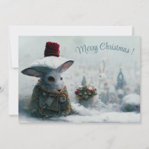 Сhristmas landscape fantasy rabbit 3d invitation