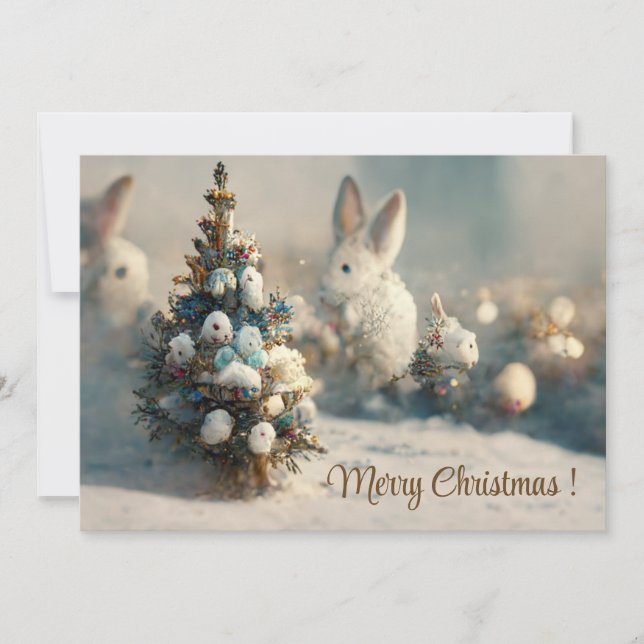 Сhristmas landscape fantasy rabbit 3d invitation (Front)