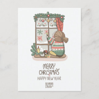 Сhristmas patterns by Alexandra Dikaia Holiday Postcard