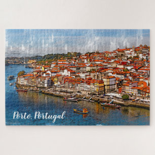 Сityscape of Porto, Douro river. Portugal. T-Shirt Jigsaw Puzzle