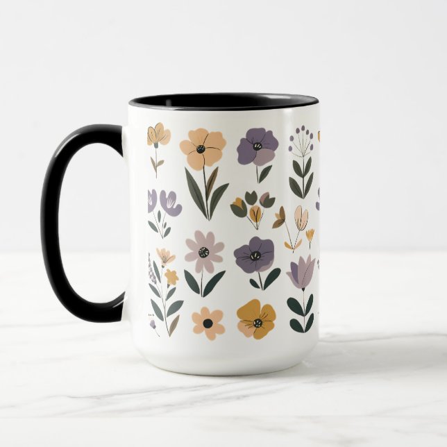 Сollection of vector flowers mug (Left)