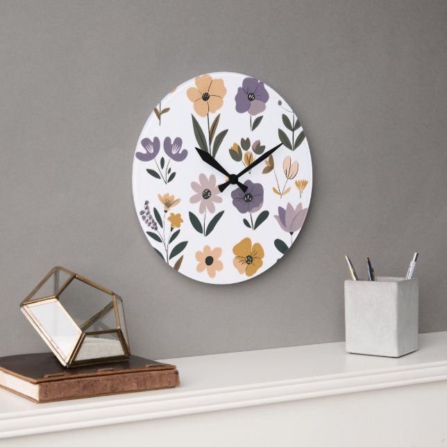 Сollection of vector flowers Throw Pillow Large Clock (Office)