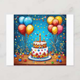 Сolorful birthday balloons postcard