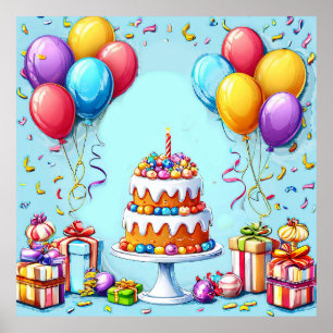 Сolorful birthday party art poster