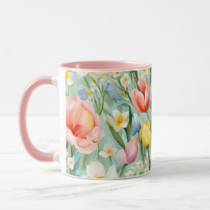 Сolorful Spring Floral Field. Painting Mug