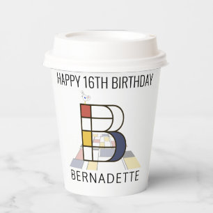 Сool Neoplasticism Style Monogram. Letter B Paper Cups