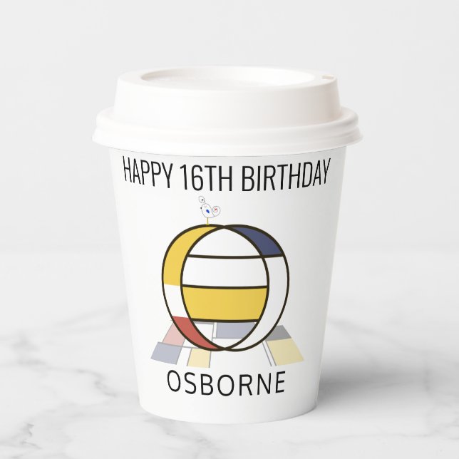 Сool Neoplasticism Style Monogram. Letter O Paper Cups (Front)