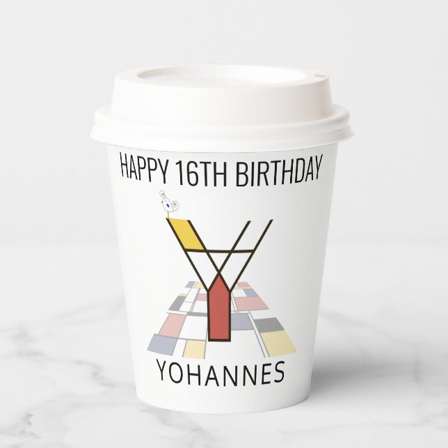 Сool Neoplasticism Style Monogram. Letter Y Paper Cups (Front)