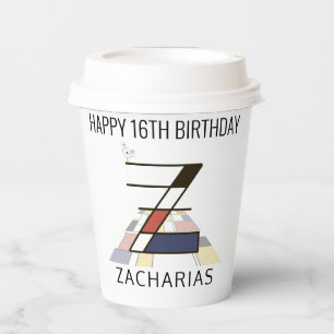 Сool Neoplasticism Style Monogram. Letter Z Paper Cups