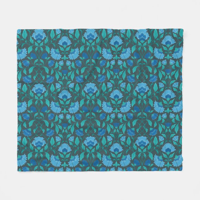 Сornflower pattern fleece blanket (Front (Horizontal))