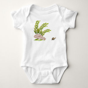 Сozy forest mushroom and cute snail  baby bodysuit
